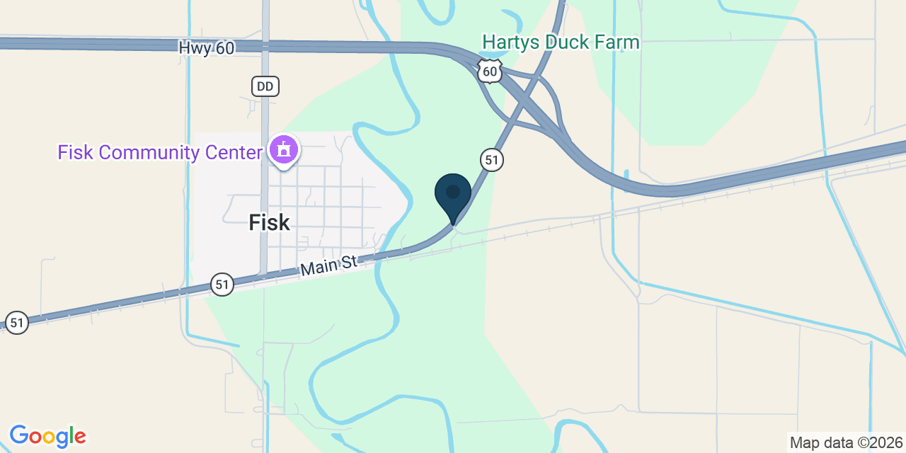 Map showing Fisk, Stoddard County, MO