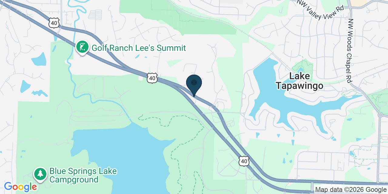 Map showing Lake Tapawingo, Jackson County, MO