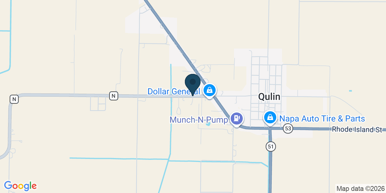 Map showing Qulin, Butler County, MO