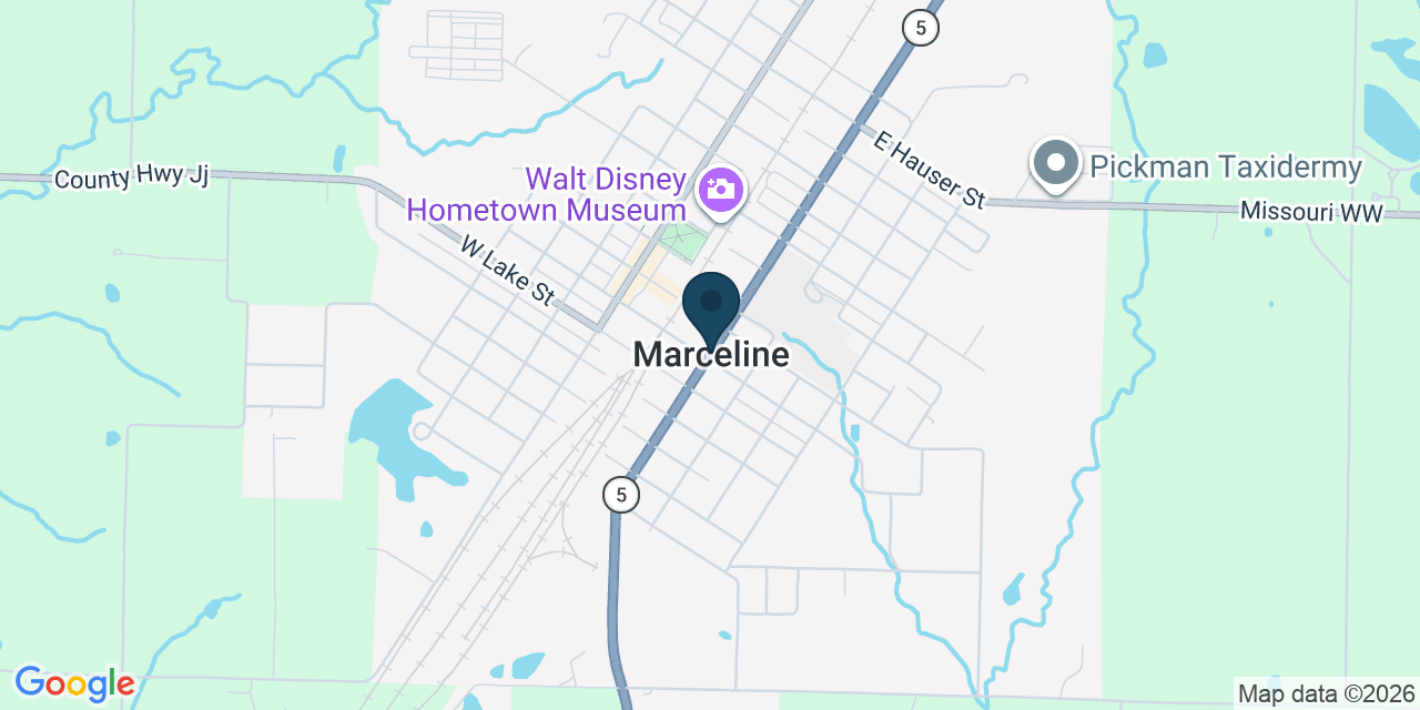 Map showing Marceline, Linn County, MO