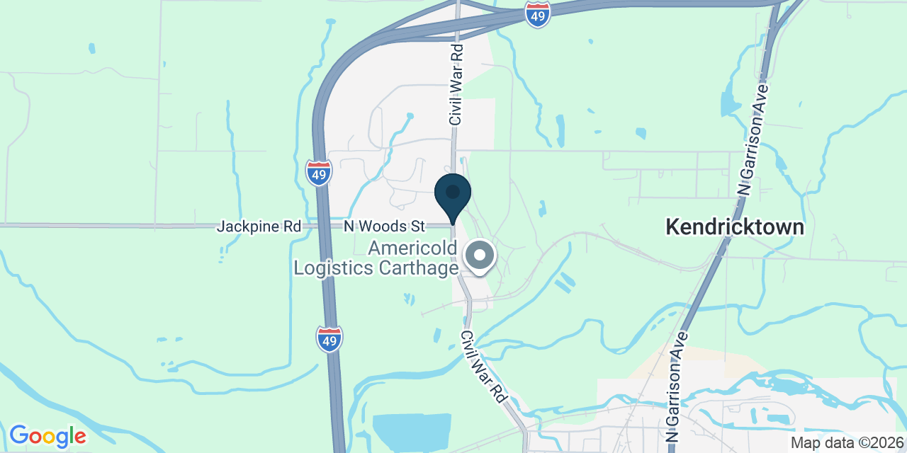 Map showing Carthage, Jasper County, MO