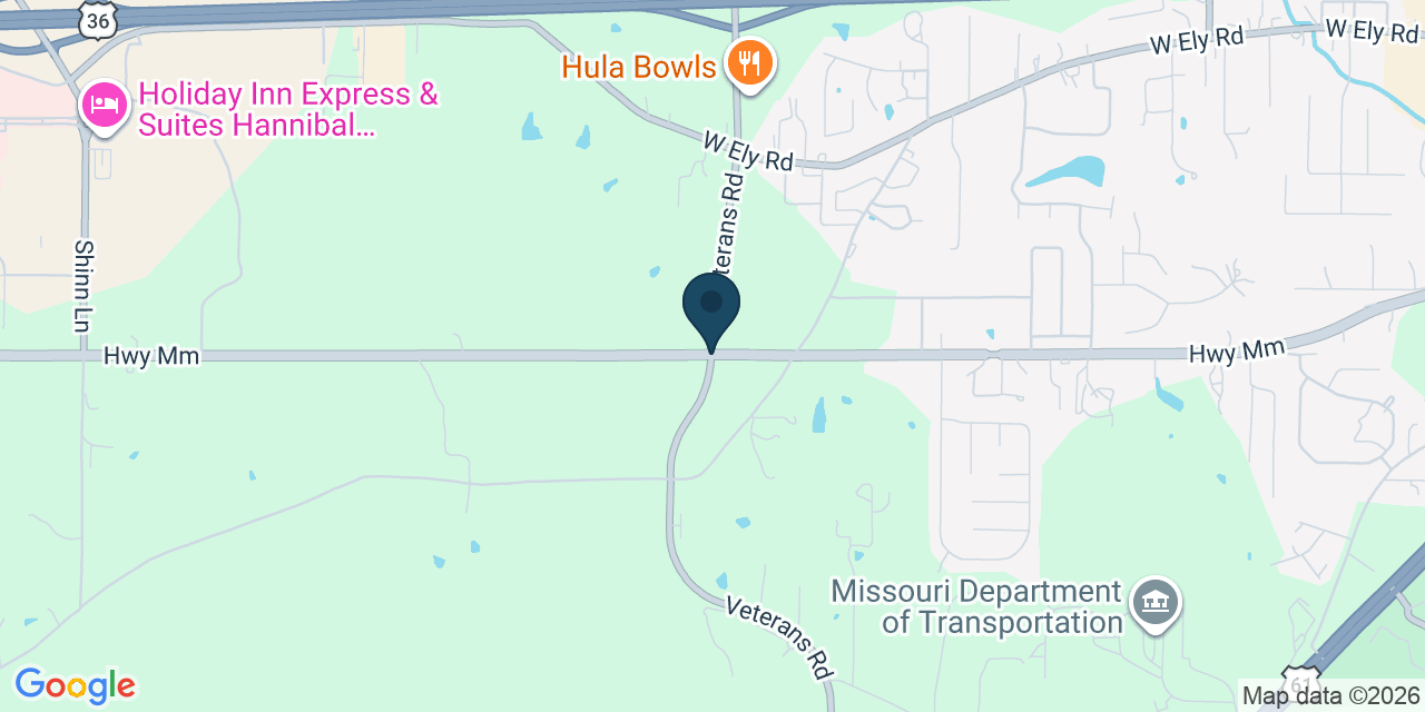 Map showing Hannibal, Marion County, MO