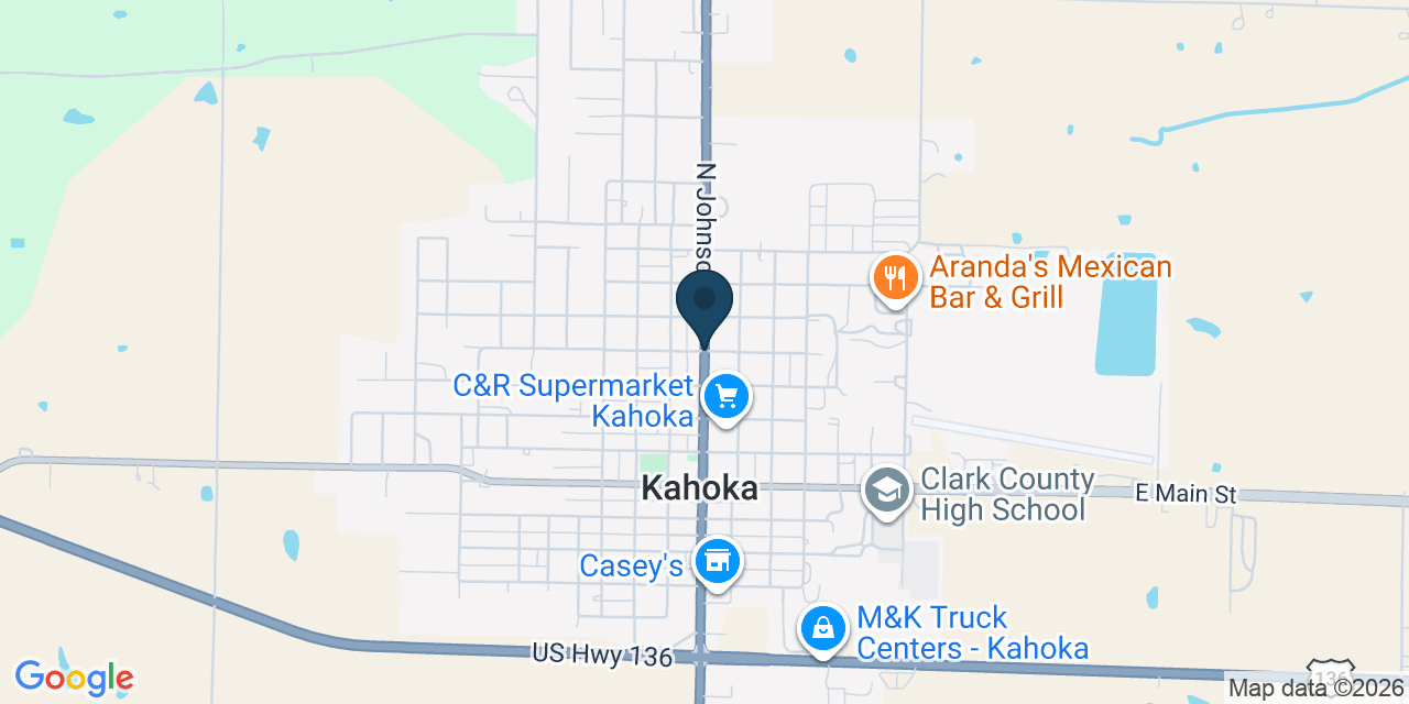 Map showing Kahoka, Clark County, MO