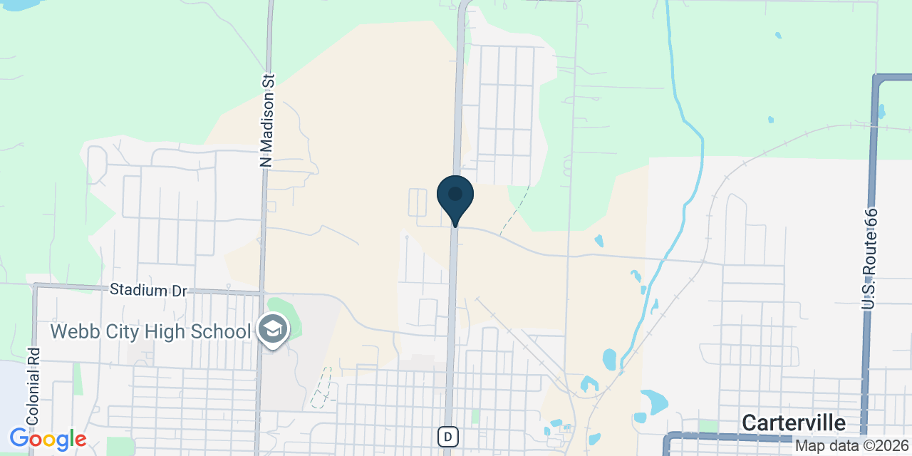 Map showing Webb City, Jasper County, MO