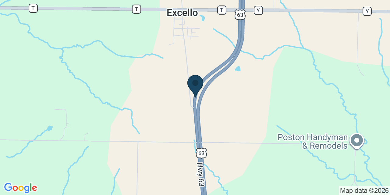 Map showing Excello, Macon County, MO