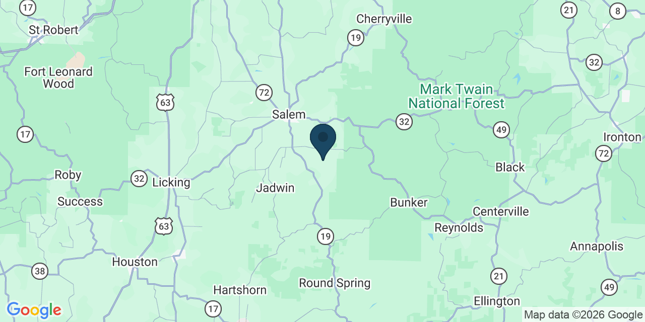 Map showing Dent County, MO