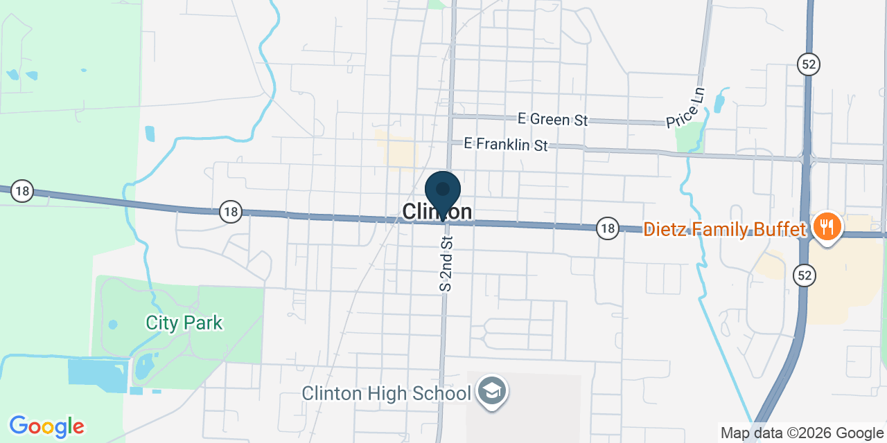 Map showing Clinton, Bates County, MO