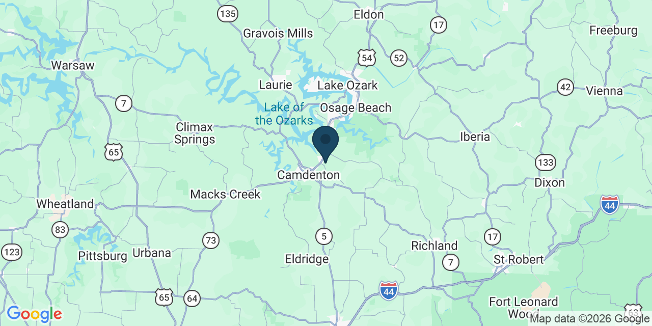 Map showing Camden County, MO
