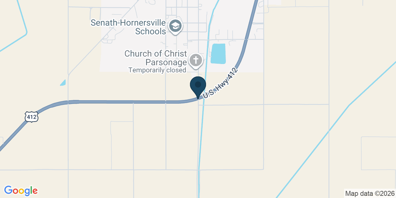 Map showing Senath, Dunklin County, MO