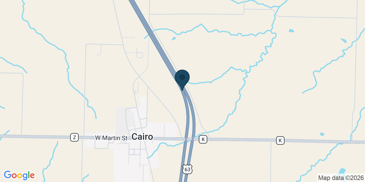 Map showing Cairo, Randolph County, MO