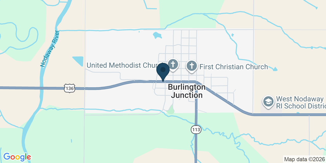 Map showing Burlington Junction, Nodaway County, MO