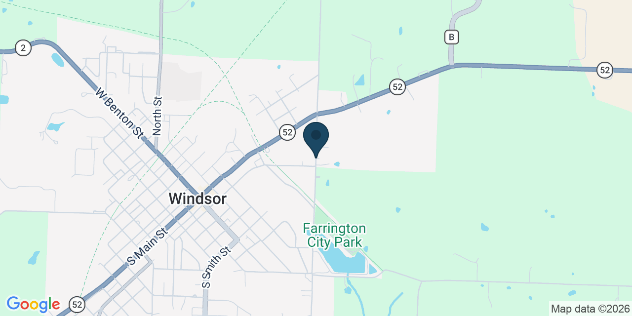 Map showing Windsor, Henry County, MO