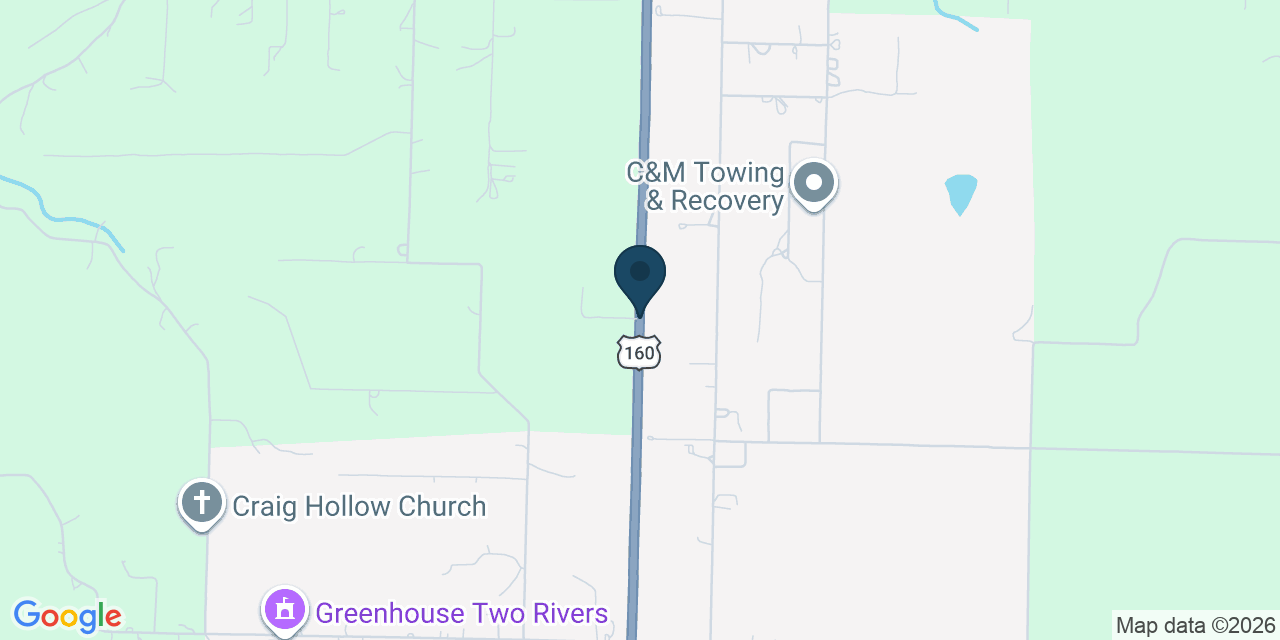 Map showing Highlandville, Christian County, MO