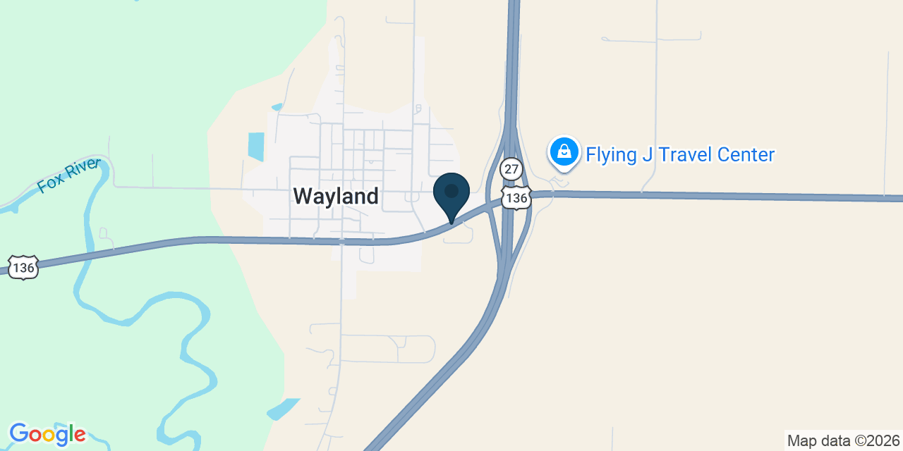 Map showing Wayland, Clark County, MO