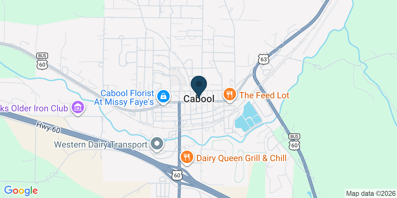 Map showing Cabool, Texas County, MO
