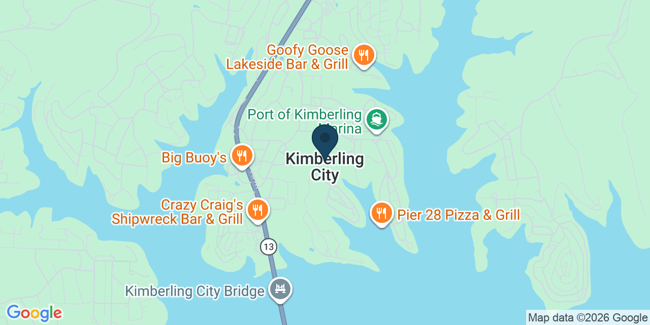 Map showing Kimberling City, Stone County, MO