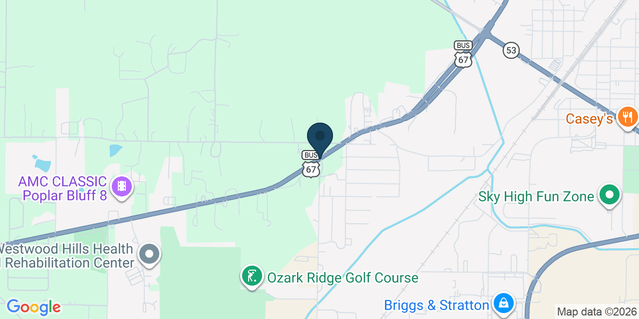 Map showing Poplar Bluff, Butler County, MO