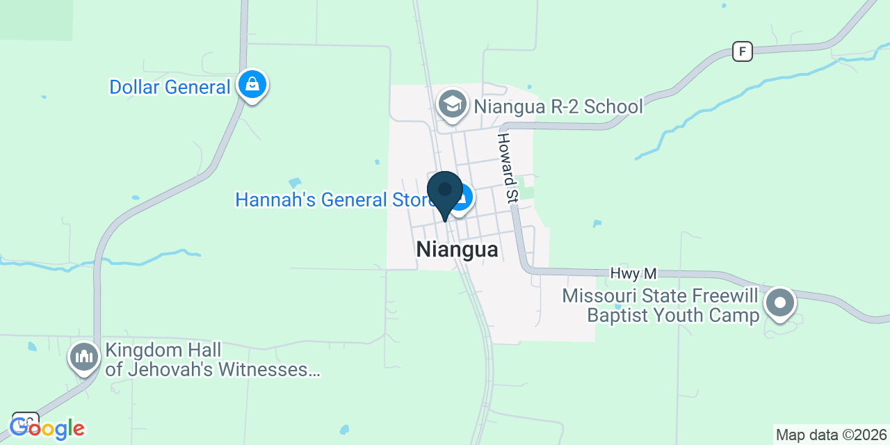 Map showing Niangua, Webster County, MO