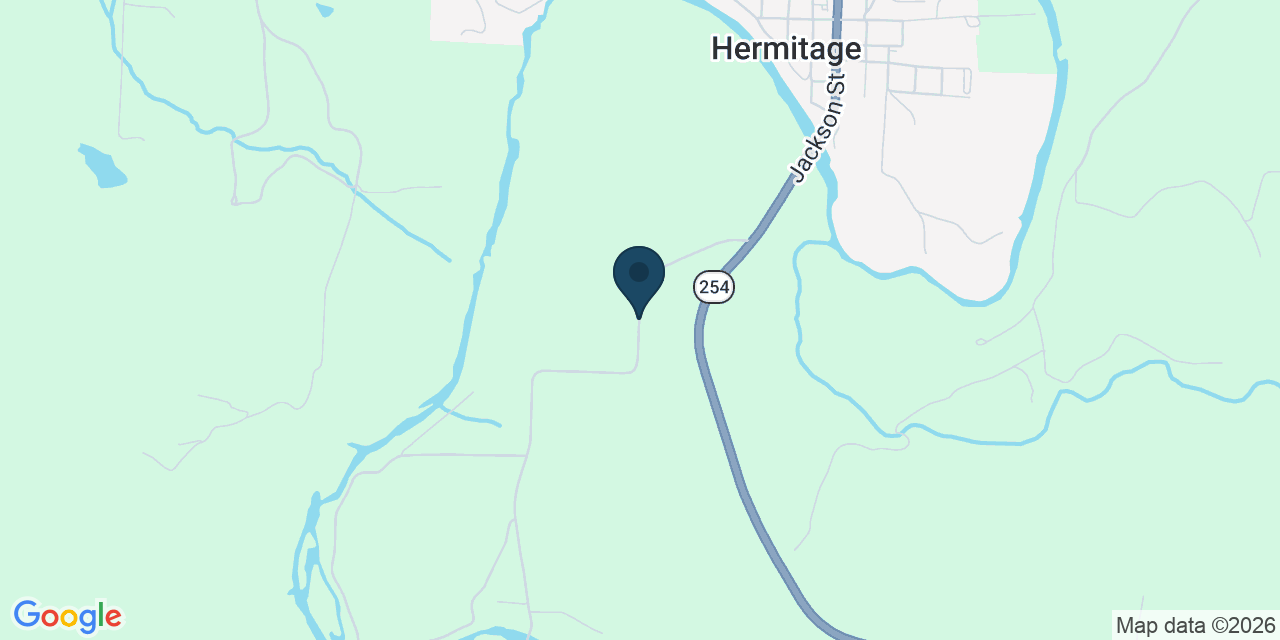 Map showing Hermitage, Hickory County, MO
