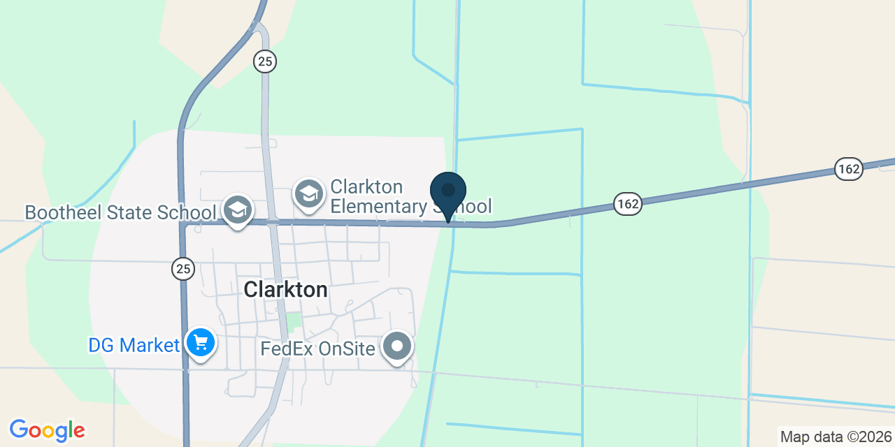 Map showing Clarkton, Dunklin County, MO