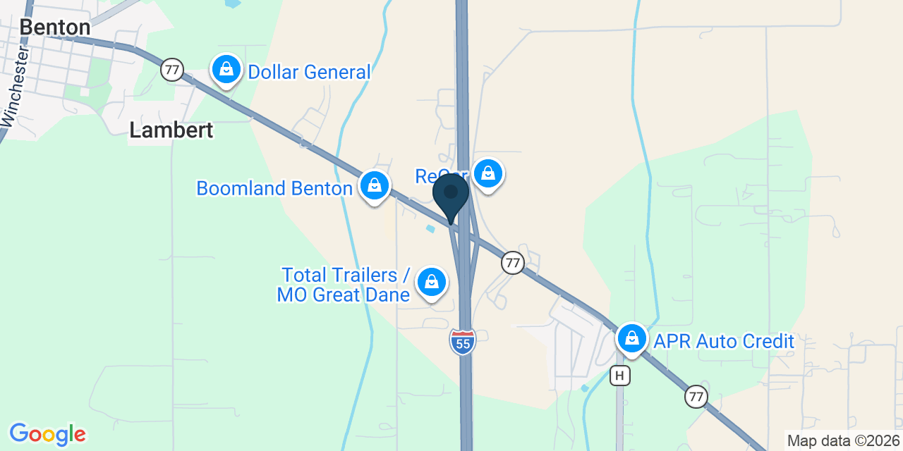 Map showing Benton, Scott County, MO