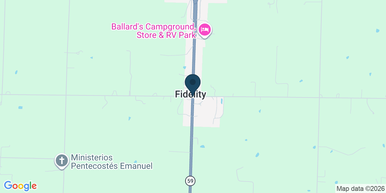 Map showing Fidelity, Jasper County, MO