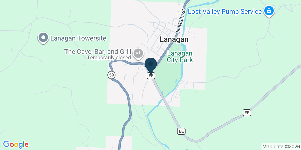 Map showing Lanagan, McDonald County, MO