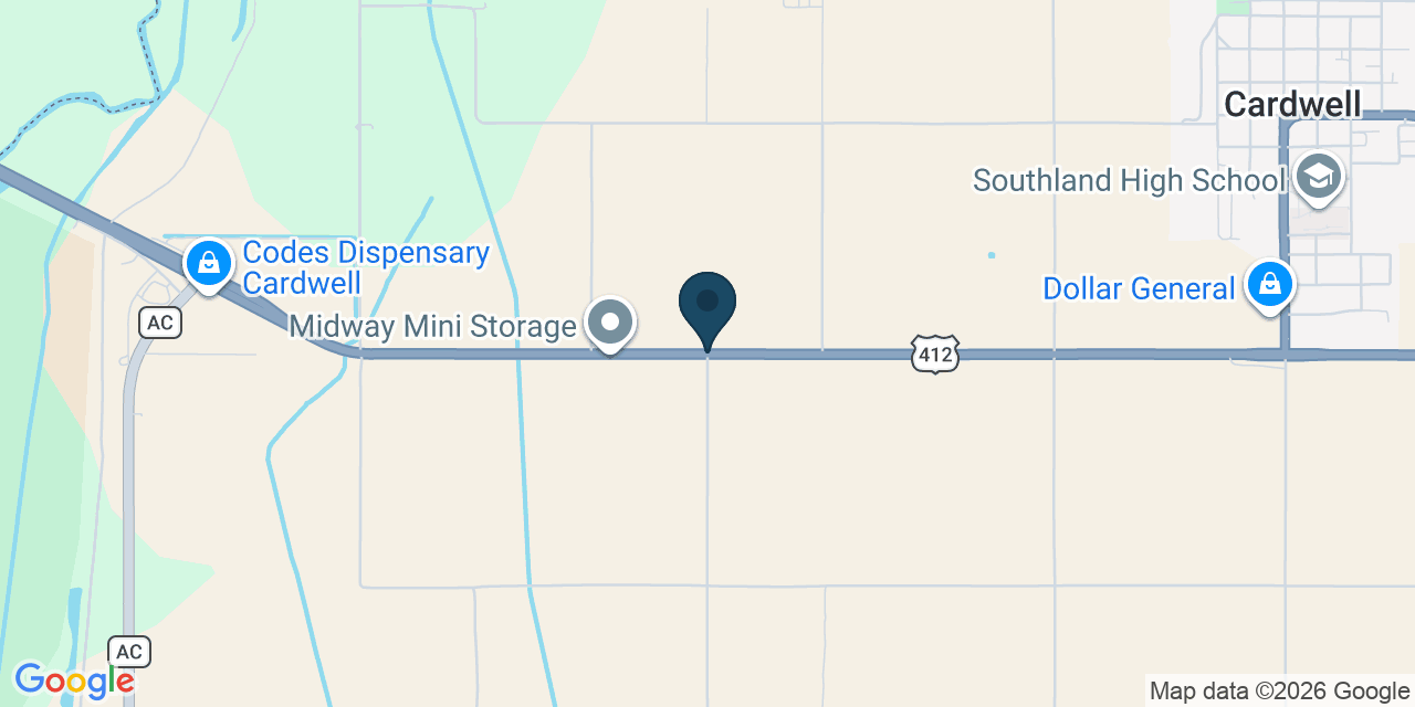 Map showing Cardwell, Dunklin County, MO