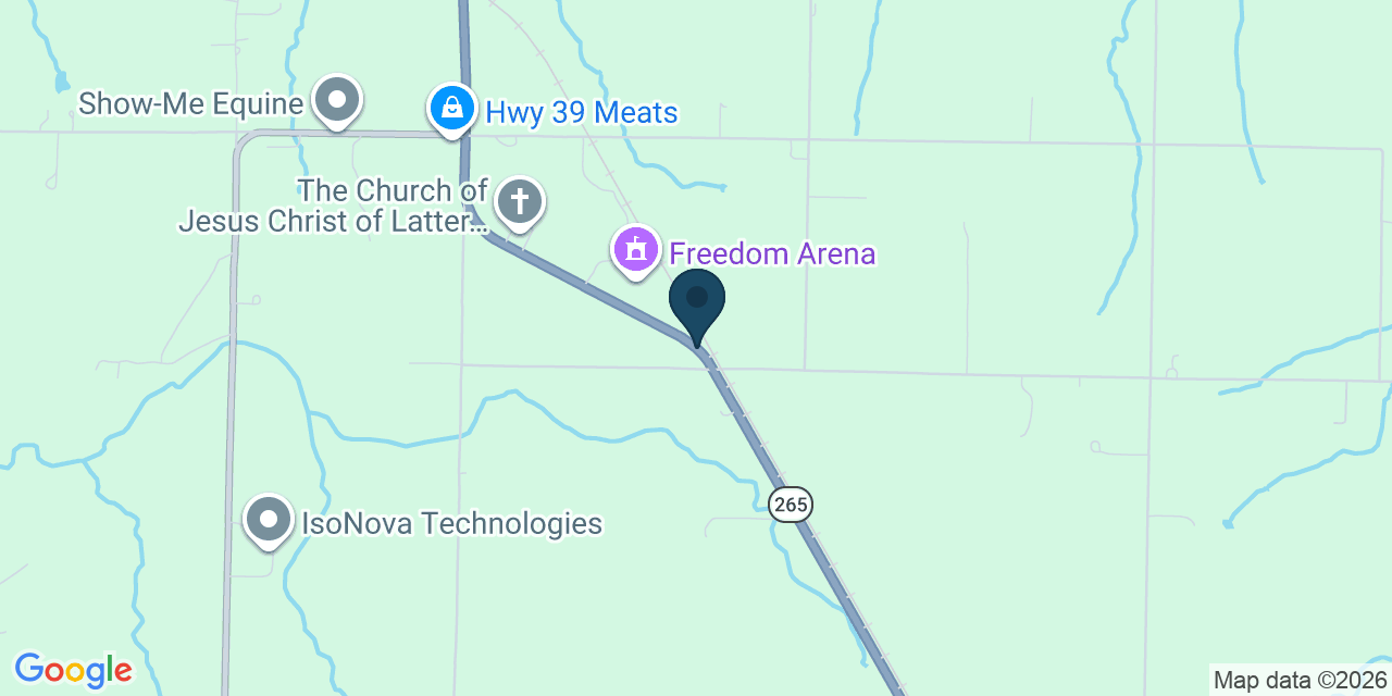 Map showing Aurora, Lawrence County, MO