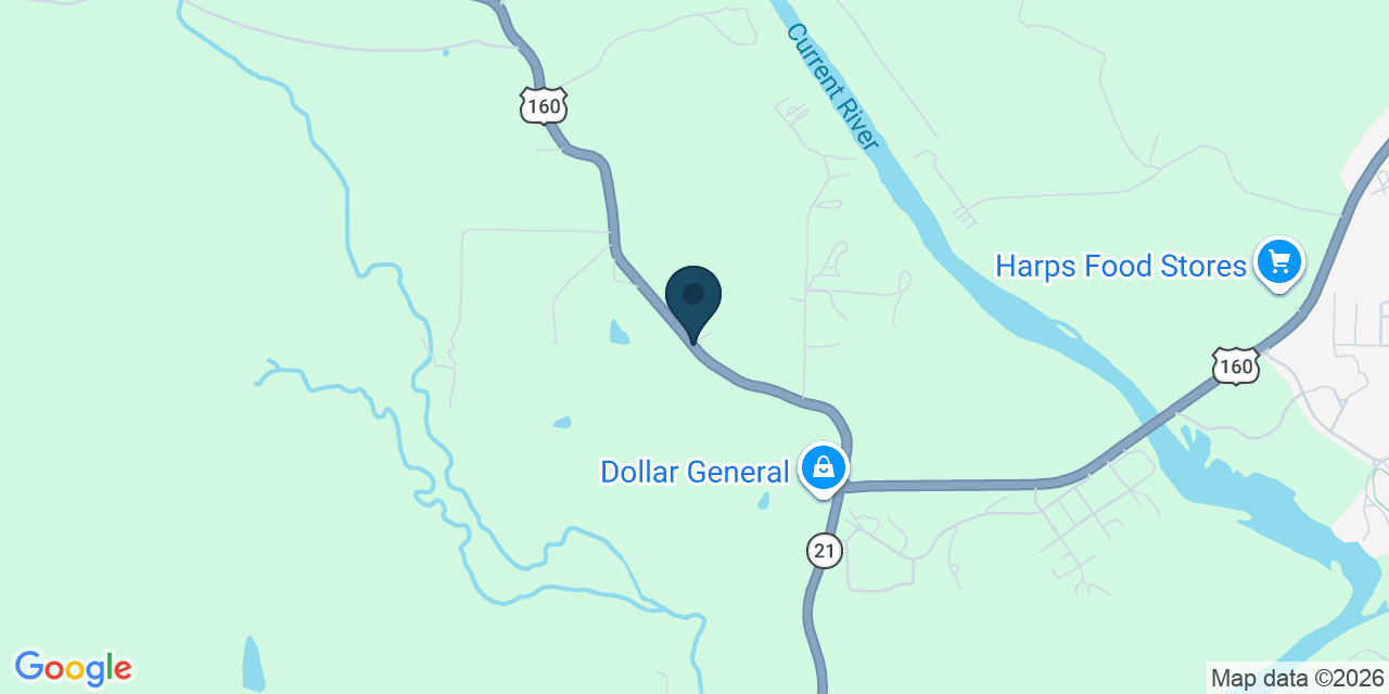 Map showing Doniphan, Ripley County, MO