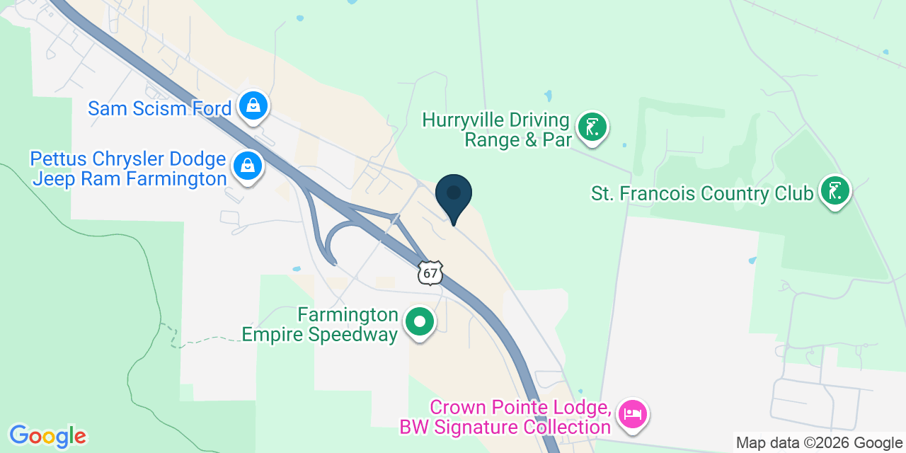 Map showing St Francois County, MO