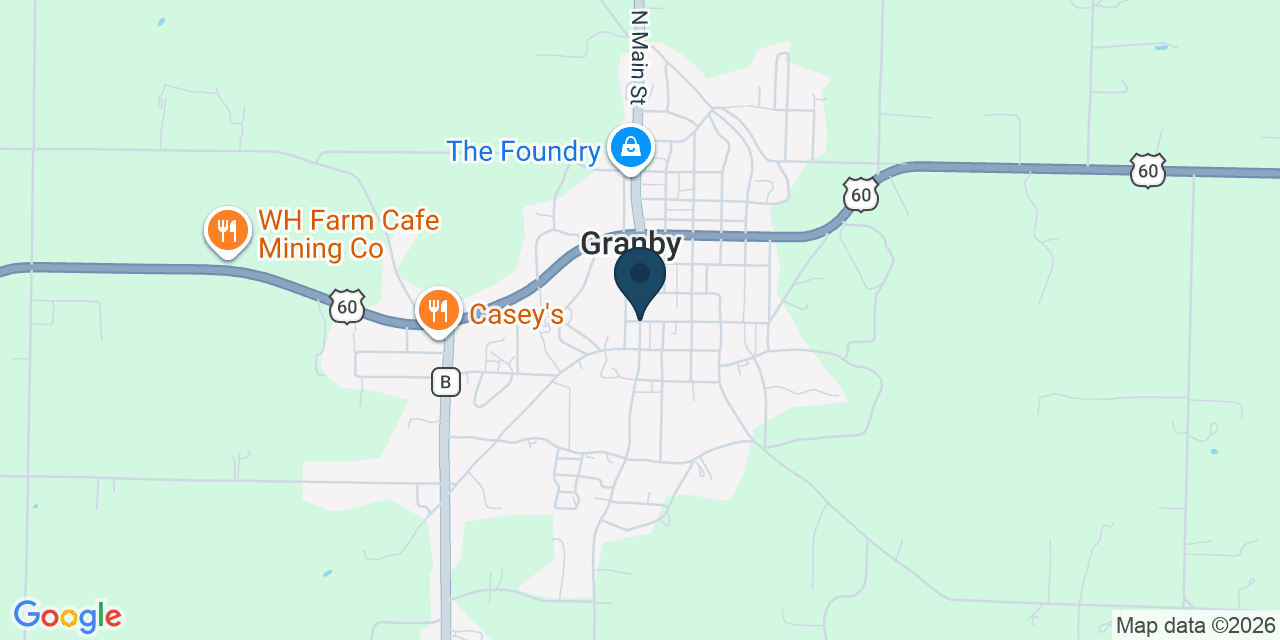 Map showing Granby, Newton County, MO