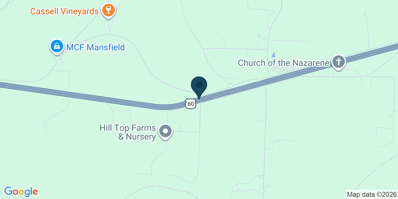 Map showing Mansfield, Wright County, MO
