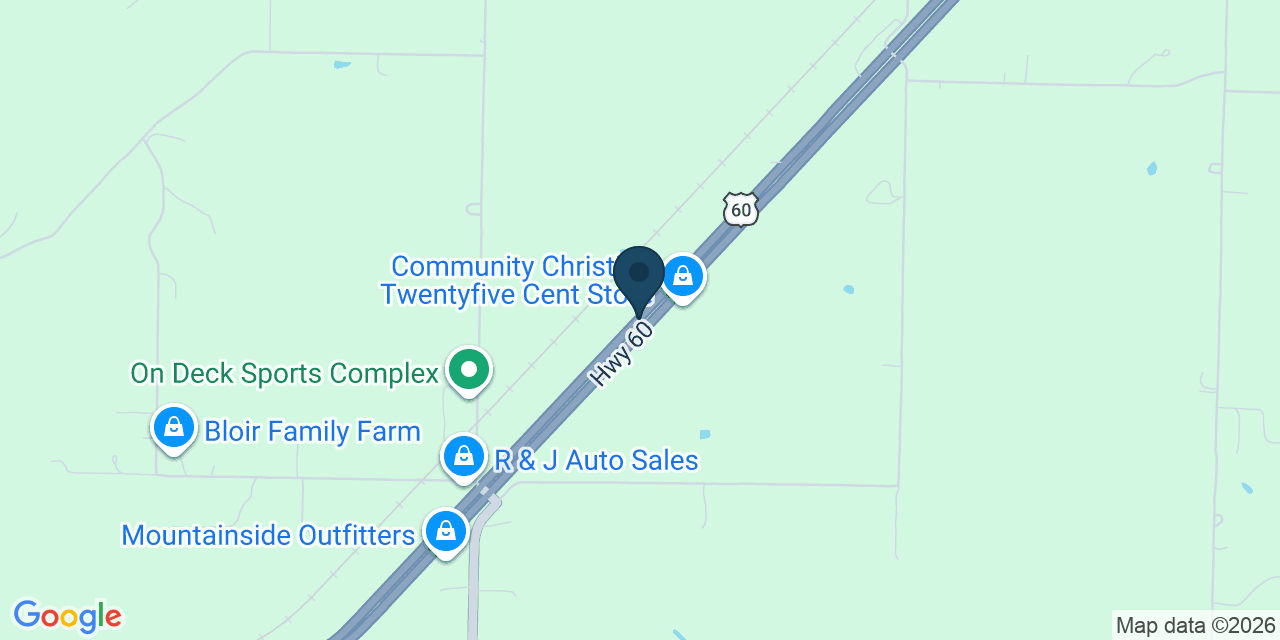 Map showing Fordland, Webster County, MO