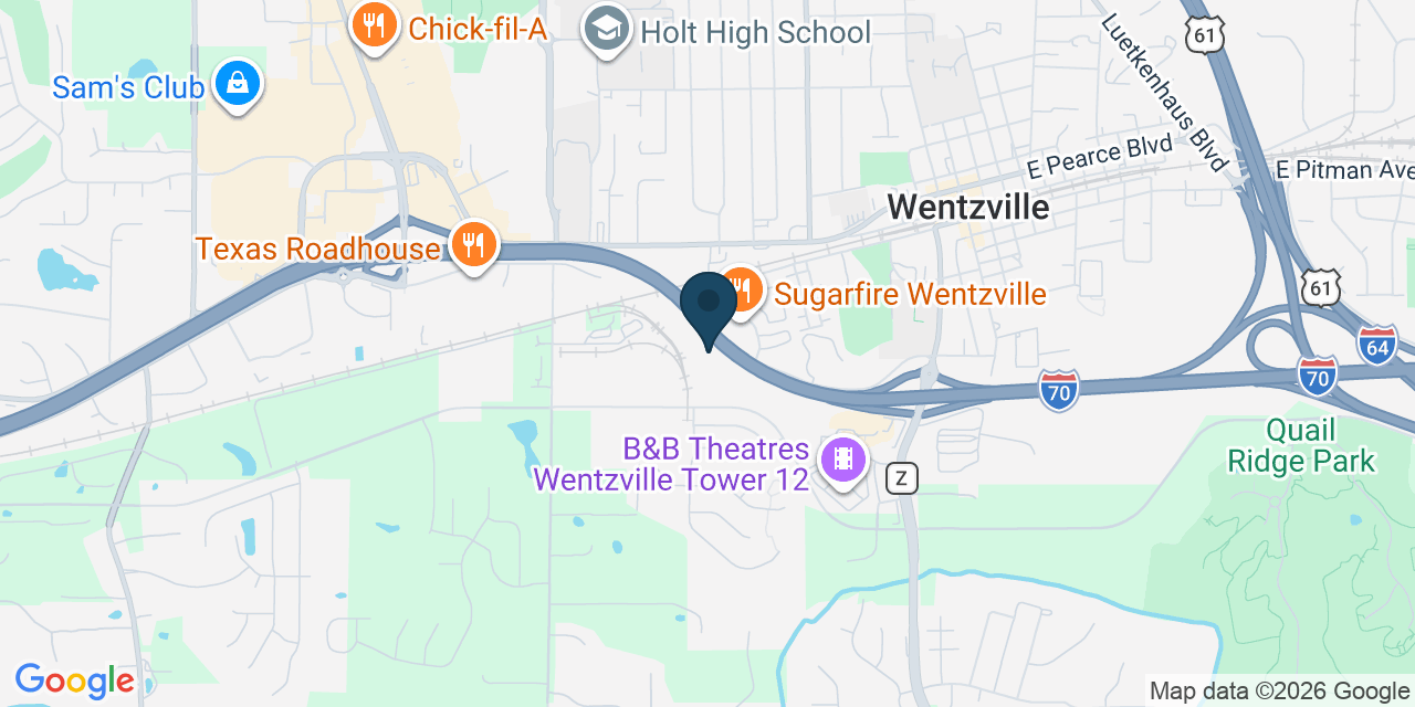 Map showing Wentzville, St Charles County, MO