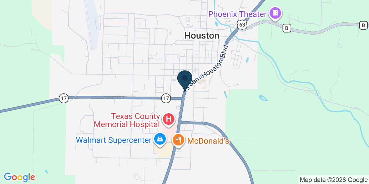 Map showing Houston, Texas County, MO