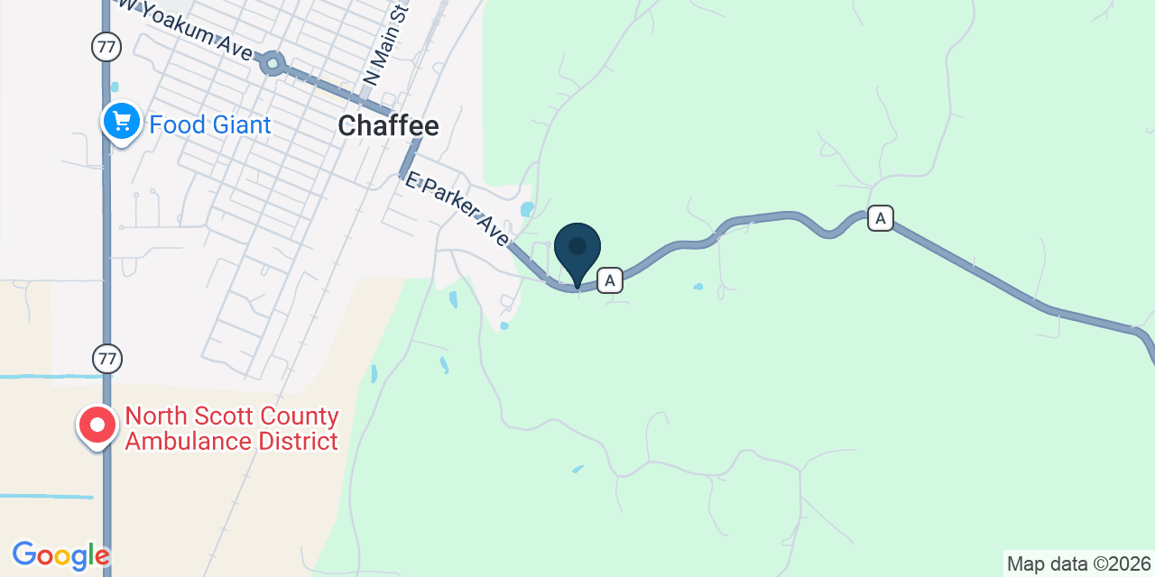 Map showing Chaffee, Scott County, MO