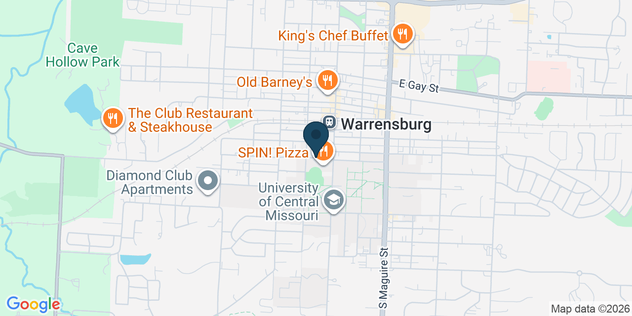 Map showing Warrensburg, Johnson County, MO