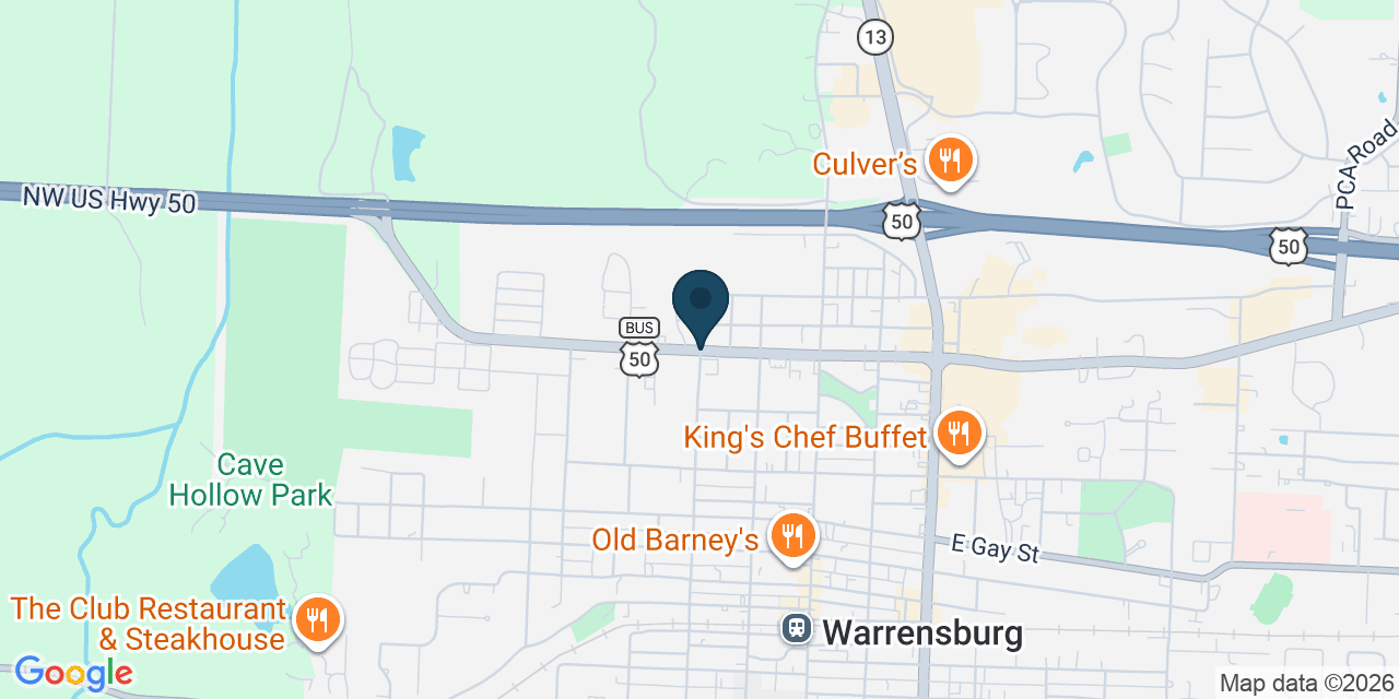 Map showing Warrensburg, Johnson County, MO