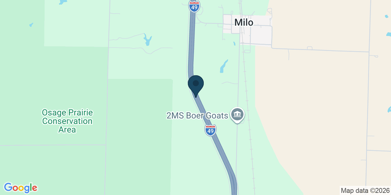 Map showing Milo, Vernon County, MO
