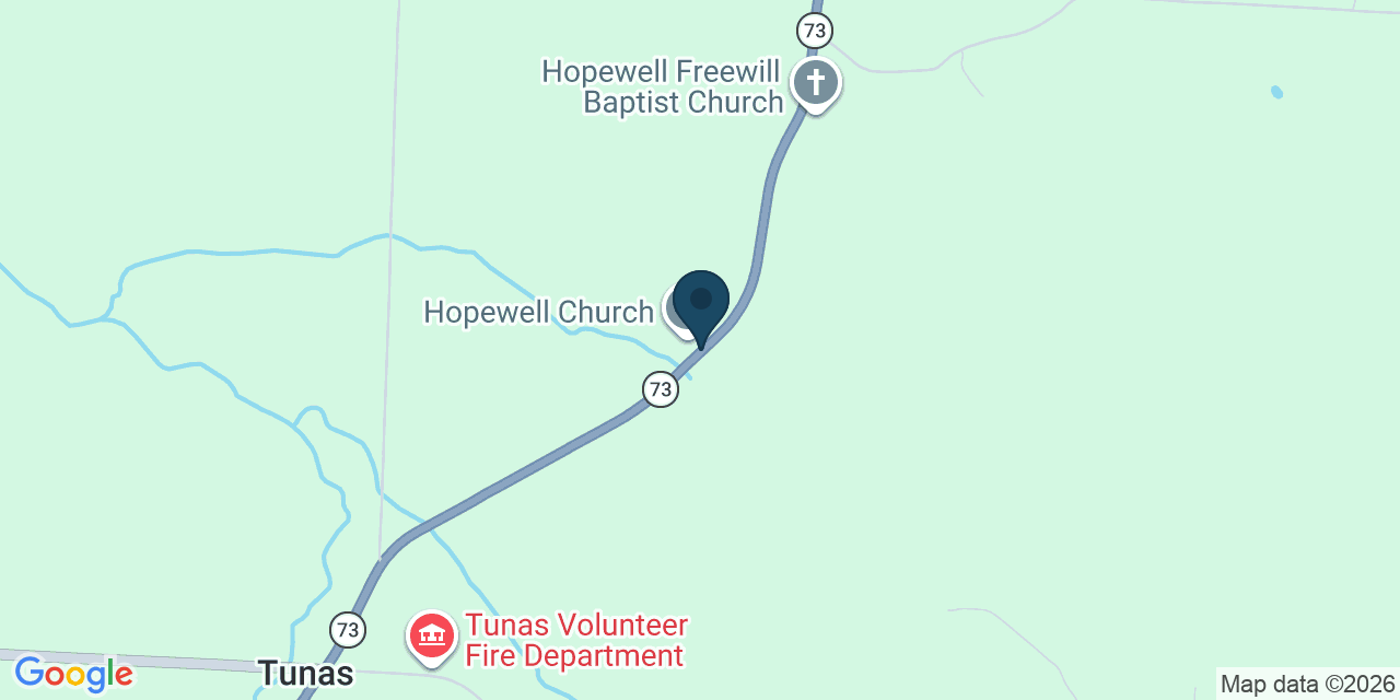 Map showing Tunas, Dallas County, MO