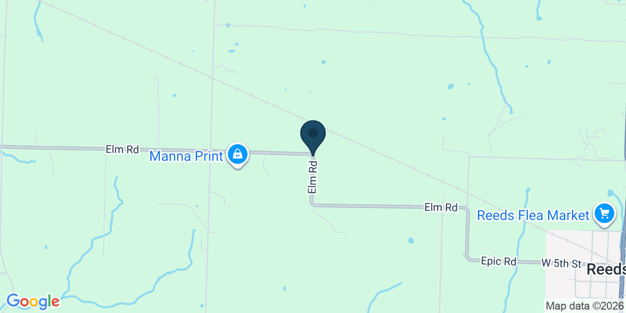 Map showing Reeds, Jasper County, MO