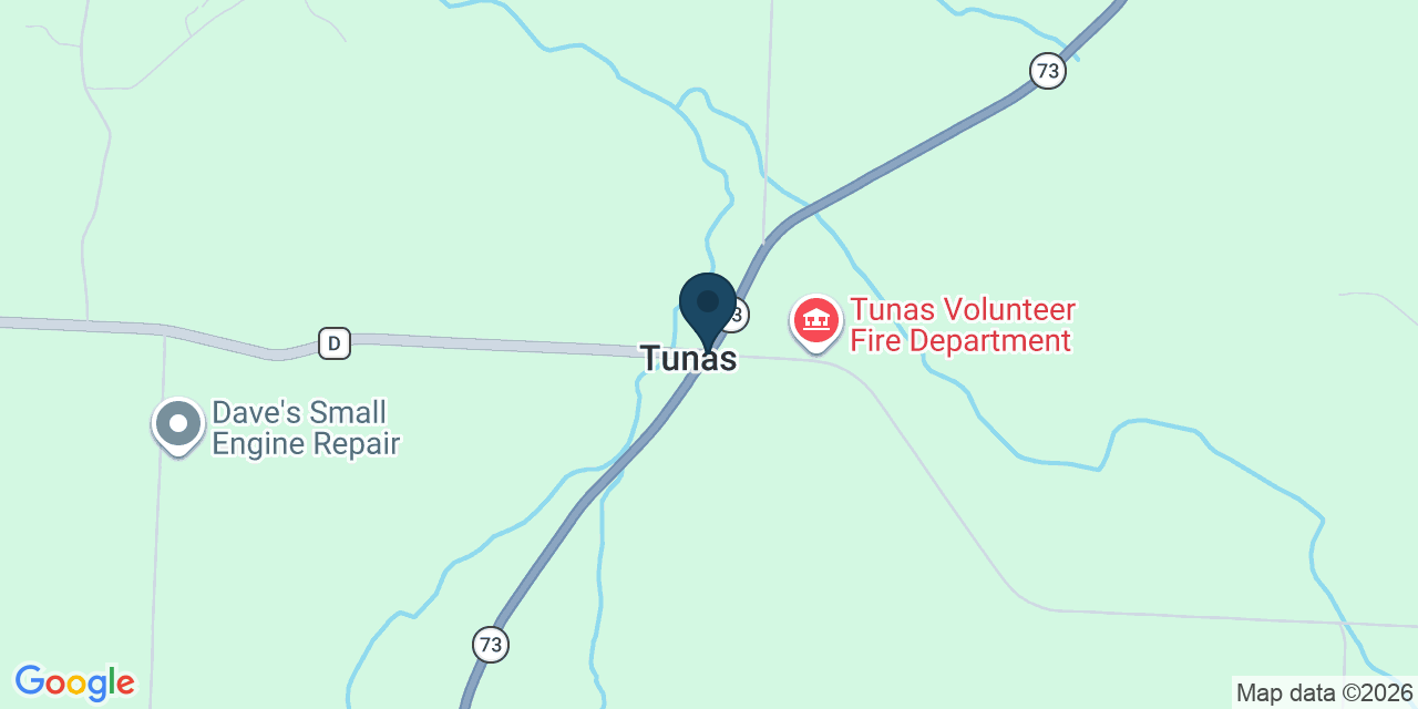 Map showing Tunas, Dallas County, MO