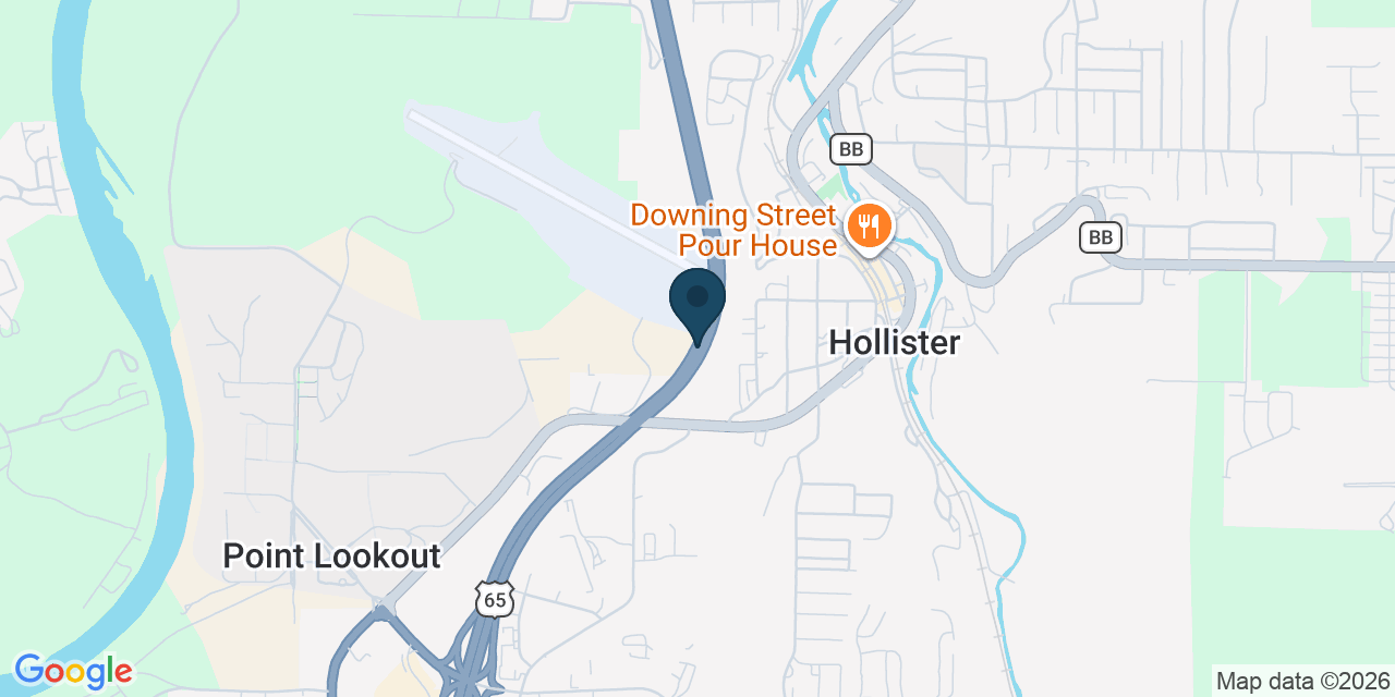 Map showing Hollister, Taney County, MO
