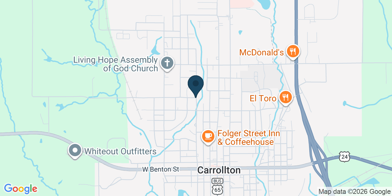 Map showing Carroll County, MO
