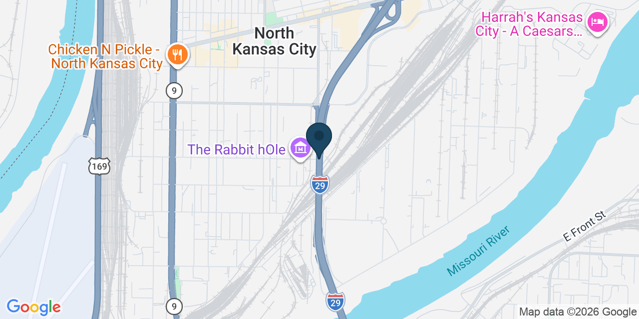 Map showing North Kansas City, Clay County, MO