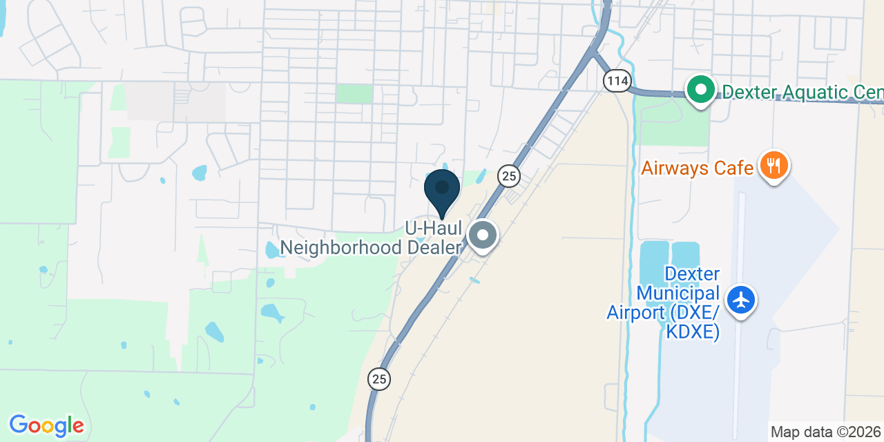 Map showing Dexter, Stoddard County, MO