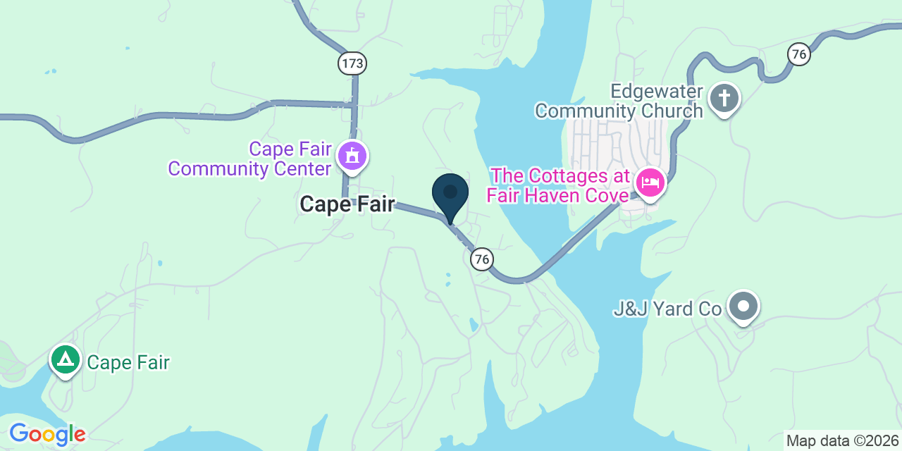 Map showing Cape Fair, Stone County, MO
