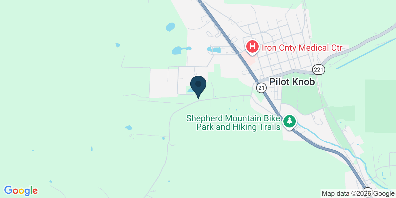 Map showing Pilot Knob, Iron County, MO