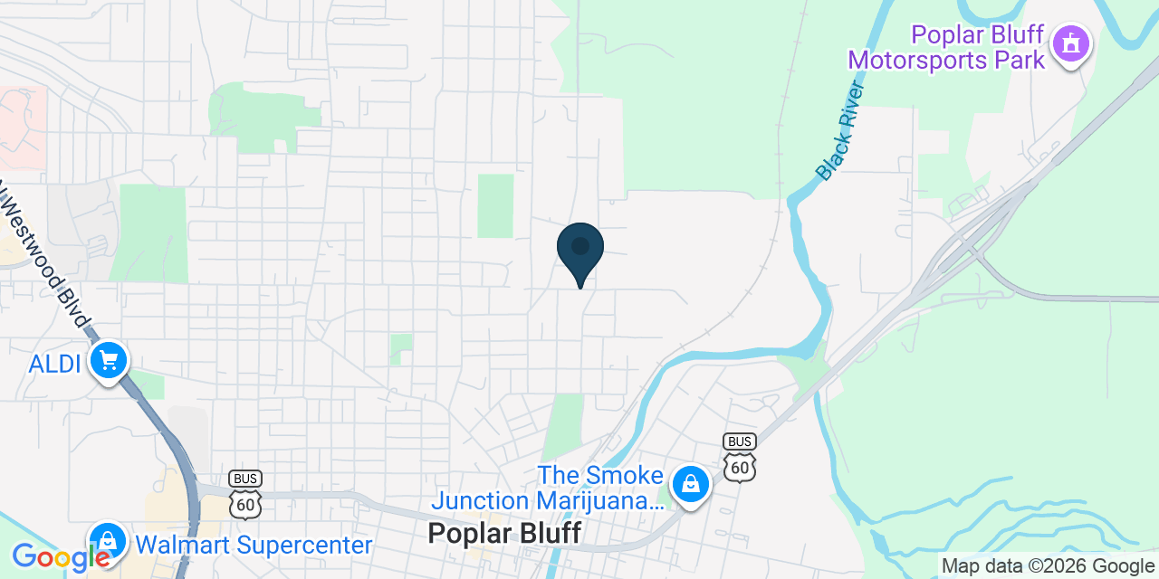 Map showing Poplar Bluff, Butler County, MO